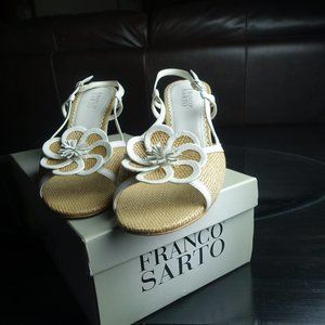 Franco Sarto White/Natural Floral Wedge
